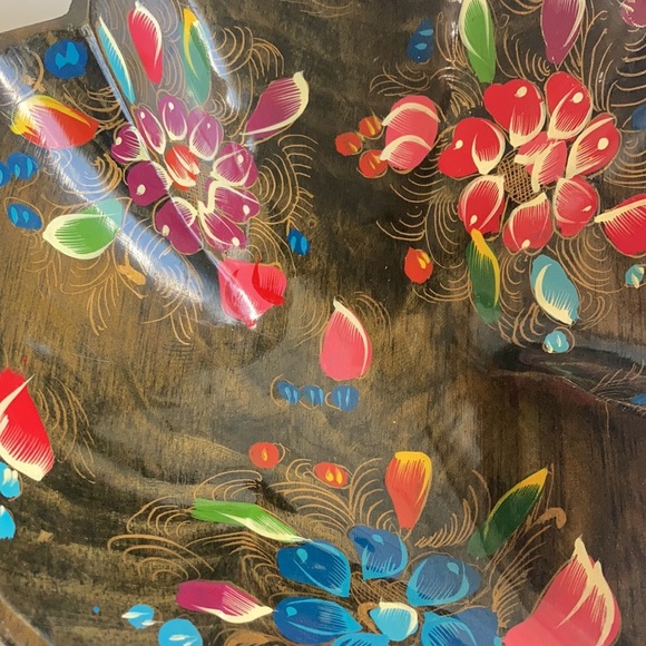 Vtg Batea folk art wood hand painted console bowl - Picture 8 of 15